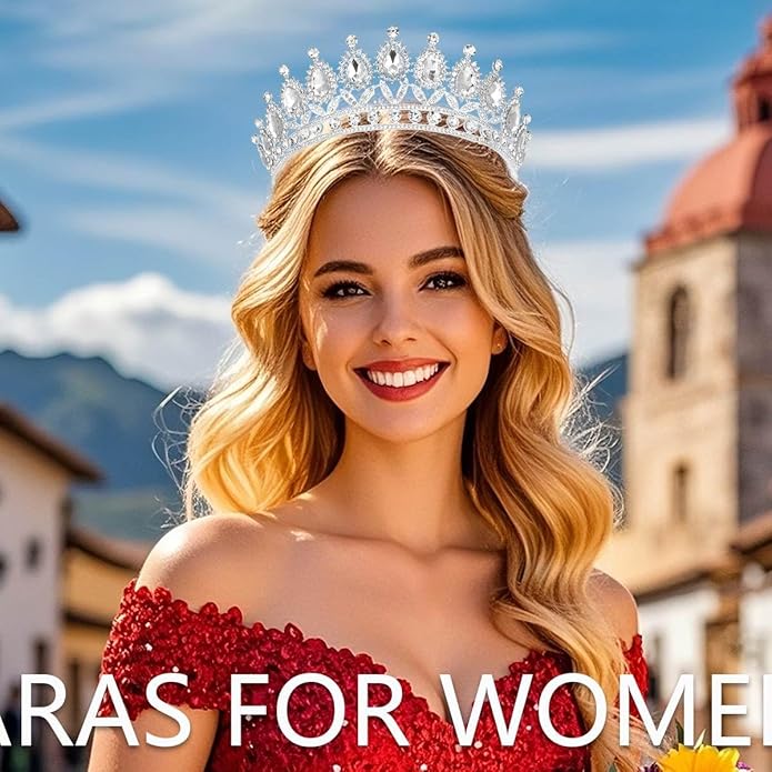 Kamirola Tiaras Princess Crown for Women and Girls Crystal Headbands for Bridal, Princess for Wedding and Party(TR21)