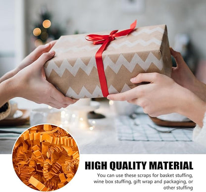 ZEBMOON 1 LB Orange Crinkle Cut Paper Shred Filler Great for Gift Wrapping, Basket Filling, Birthday, Wedding, Halloween, Thanksgiving, Christmas Day, New Year Party Decorations Filling Supplies A