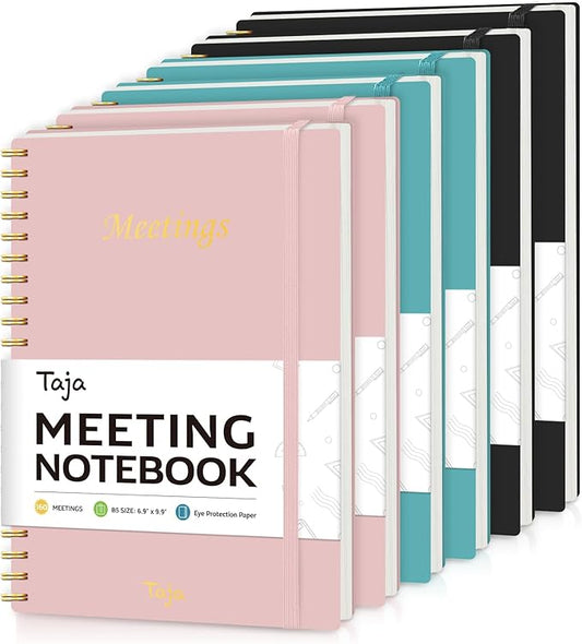 6 Pack of Meeting Notebook for Work Organization - Work Planner Notebook with Action Items, Agenda Planner for Note Taking, 160 Pages (6.9" X 9.9") Project Organizer for Men & Women - Multi