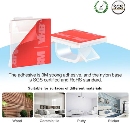 120PCS XHF Adhesive Cable Wire Clips Clear, Outdoor Christmas Light Clips, Cable Holder Staples Cable Management Wire Organizer Cord for Under Desk, Car, Wall, TV PC Ethernet Cable