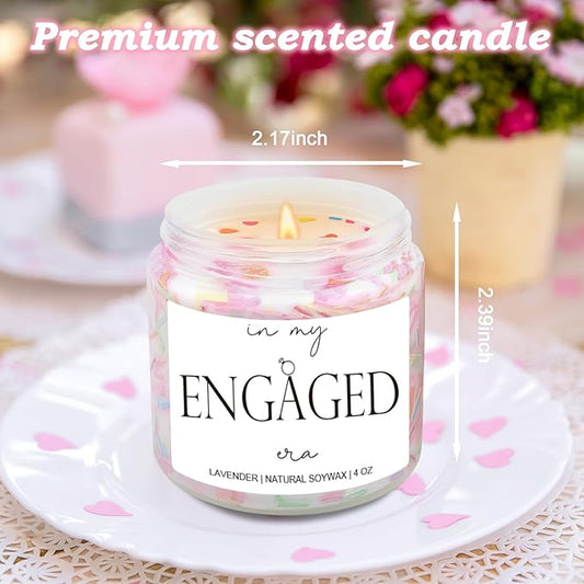 Bridal Shower Gifts- in My Engaged Era Aromatherapy Lavender Scented Soy Wax Candle- Engagement Gifts for Couples,Wedding Shower Bachelorette Present for Bride 4oz