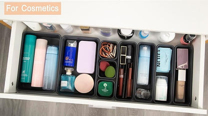 15 PCS Interlocking Desk Drawer Organizer Separator for Office,Bathroom,Kitchen,Makeup（Black）