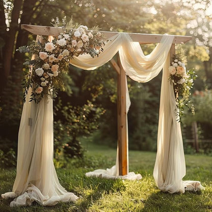 Wokceer Champagne Wedding Arch Draping Fabric Backdrop 3 Panels 28.7" X 20FT Sheer Drapes Fabric for Wedding Arbor Ceremony Party