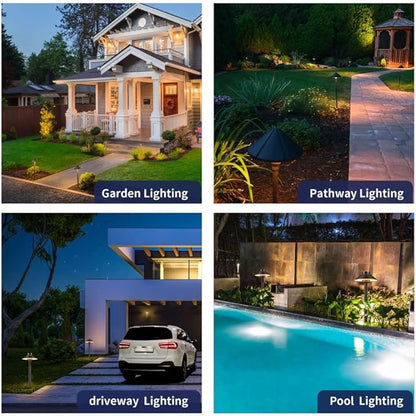 Gardenreet 12V Brass Landscape Path Lighting Kit (4 Pack Path Lights) with 100 Feet Cable and 20Pack Wire Connectors for Outdoor House Garden Patio Walkway Without Low Voltage Transformer