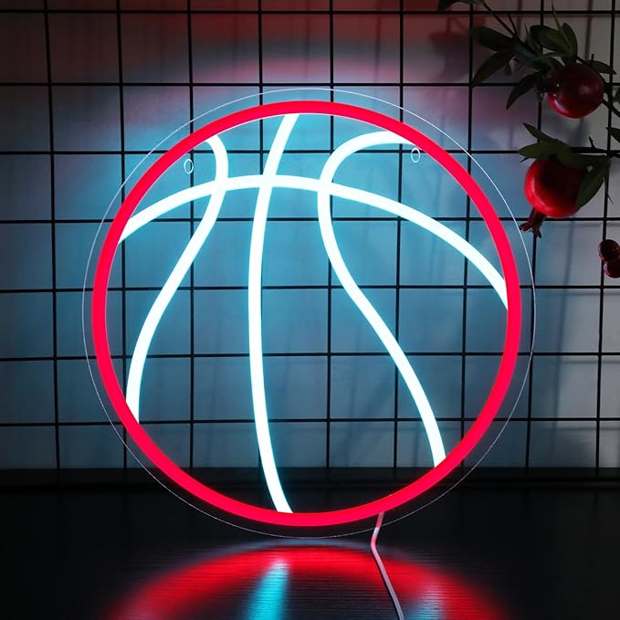 Basketball Neon Sign For Home Décor,Bedroom Decor,Led Sign,Room Neon Sign,Gym Decor,Sports Neon Sign,Men Women Wall Décor Gift Size 16''