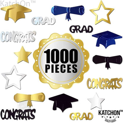 KatchOn, Congrats Grad Confetti 2025 - Pack of 1000 | Graduation Table Decorations 2025 | Grad Confetti Class of 2025,Navy Blue and Gold Graduation Decorations 2025