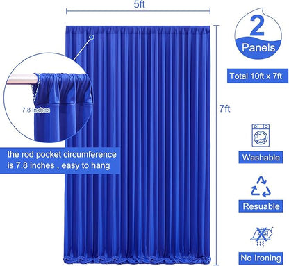 Royal Blue Backdrop Curtain for Parties Wrinkle Free Blue Photo Curtains Backdrop Drapes Fabric Decoration for Wedding Birthday Party Baby Shower 5ft x 7ft,2 Panels