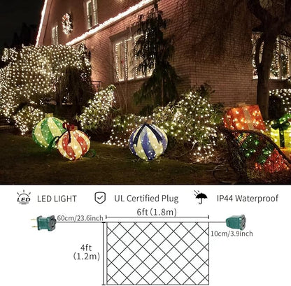 LAMPHOME Led Christmas Net Lights Outdoor Christmas Decorations Lights 150LED 6ftx4ft, Connectable Outdoor Fairy Mesh String Lights for Party, Holiday, Wedding, Tree, Bushes Decorations (Warm White)