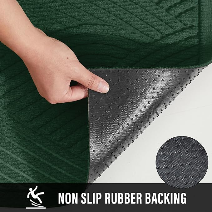 Sturdy Front Door Mat, Absorbent Muddy Dirt Resist Welcome Door Mats Outdoor Indoor, Stain and Fade Resistant, Non-Slip Backing Entry Mat Low Profile Doormat for Entryway, 29×17, Green