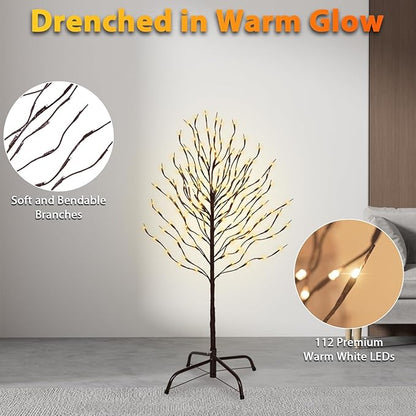 Star Light Trees, 3ft Lighted Branches with Warm White Fairy Lights, Indoor Outdoor Christmas & Wedding Decor (Brown Branch Star Trees)