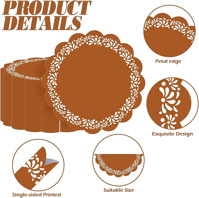 100 Pcs Platos De Barro Mexicanos Paper Placemats 13.5 Inches Cielito Lindo Party Decoration Disposable Scalloped Cinco De Mayo Paper Placemats for Fiesta Mexican Baby Shower Decor