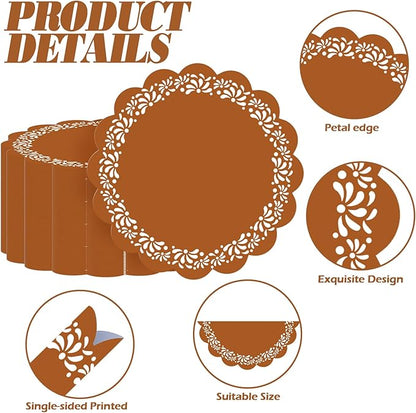 100 Pcs Platos De Barro Mexicanos Paper Placemats 13.5 Inches Cielito Lindo Party Decoration Disposable Scalloped Cinco De Mayo Paper Placemats for Fiesta Mexican Baby Shower Decor