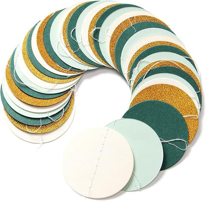 Sage-Green Ivory-Gold Bridal-Shower Decorations Streamers - 52FT Rustic Wedding Paper Garland Hanging Decoration,Baby Jungle Safari Birthday Party Decor Banners Bachelorette Engagement Bunting