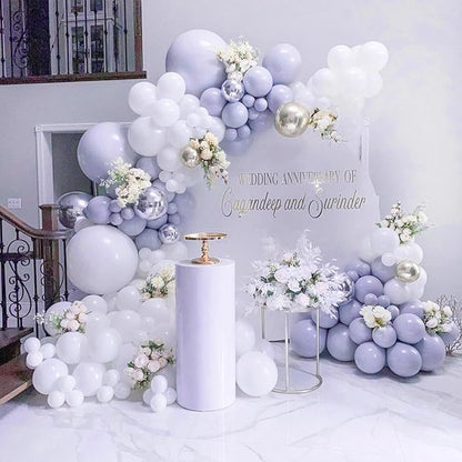 PartyWoo Dusty Blue Balloons 101pcs 12 Inch Boho Dusty Purple Muted Lavender Latex Balloons for Boy Baby Shower Anniversary Bachelorette Graduation Engagement Birthday Party Decorations Blue-F16