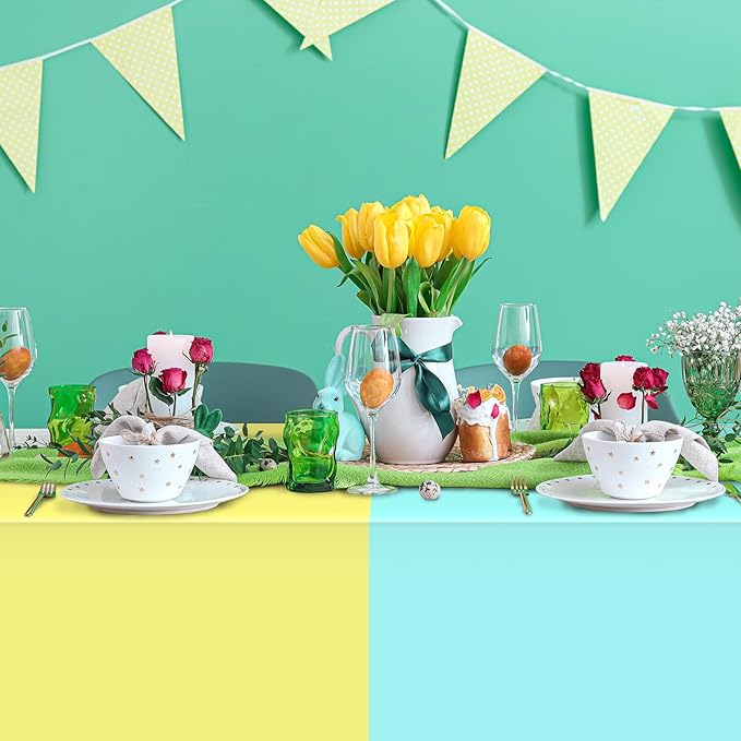 12Pcs Plastic Pastel Color Tablecloths,Assorted Color Table Cloth Disposable Rectangle Table Covers for Baby Shower, Wedding,Birthday Party,Spring Easter and Summer Party Decorations, 54 x 108 Inch