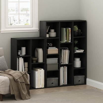 Furinno LUDER Book Shelf, 11-Cube Bookshelf, Reversible Bookcase, 9.4 x 29.1 x 41.7, for Living Room, Bedroom, Home Office, Blackwood