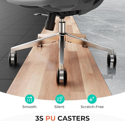CAPOT Ergonomic Mesh Office Chair, Adjustable Lumbar High Back Desk Chair 400lbs, 4D Flip-up Arms, 3 Tilt Backrest, 3D Headrest, PU Wheels, Swivel Rolling Computer Seating for Long Desk Work - Grey