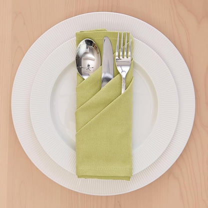 Encasa XO Sage Green Cloth Napkins Set of 12, 17"x17" | Solid Color Cotton Dinner Napkins | Washable & Reusable Napkins for Dining Table Fall Decoration, Holiday & Christmas Festivals