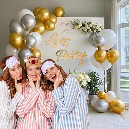 Let's Party Sign for Backdrop Decor Waterproof Lettering for Balloon Arch Garland Birthday Wedding Baby Shower Graduation Bachelorette Party Christmas Celebrate Decorations (Gold)