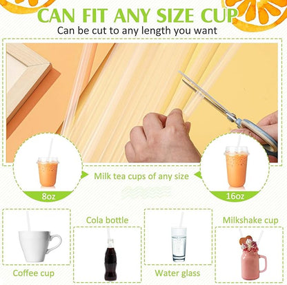Tessco for you 600 Pcs 9.84 Inch Smoothie Straws Bulk Disposable Bubble Tea Straws Large Plastic Individually Wrapped for Tall Homemade Milkshakes (Clear)