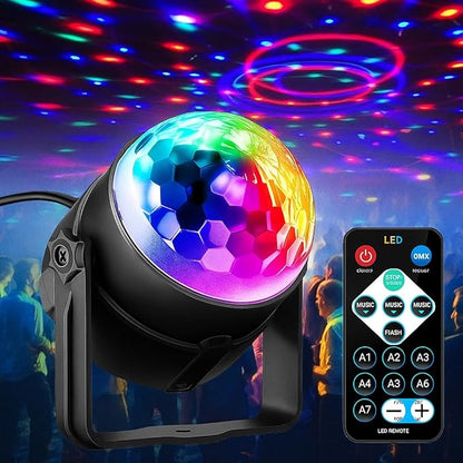 LED Party Light, Sound Activated with Remote Control, 7 Color Modes, 3.27-inch