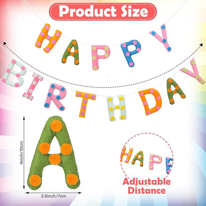 Felt Happy Birthday Garland Rainbow Banner Reusable Happy Birthday Sign Party Supply for Party Decor(Colorful Color,Spot)