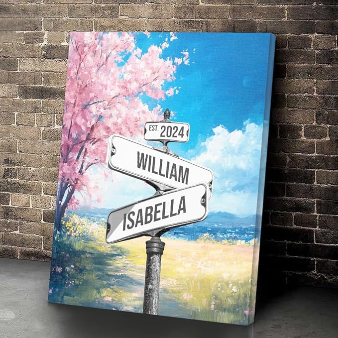 GABITA Personalized Crossroads Street Sign Wall Art for Couples, Anniversary Canvas for Couple, Gift for Valentines Day, Girlfriend Boyfriends Gifts, Custom Poster for Wife and Husband 3