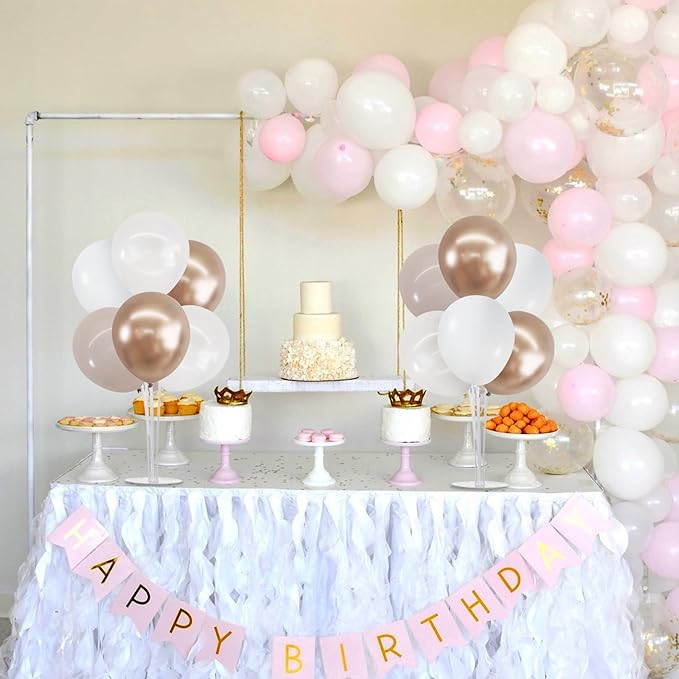 TONIFUL 4 Set Nude White Champagne Gold Balloon Stand Centerpiece Table Decorations for Baby Shower Wedding Engagement Bridal Shower Anniversary Mother's Day Birthday Party Decorations Housewarming