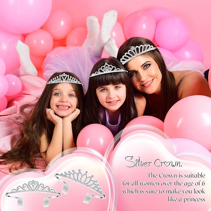 24 Pcs Crystal Tiara Headbands for Women Princess Headband Crown with Combs Tiaras and Crowns for Pageant Bridal Wedding Prom Party Gifts