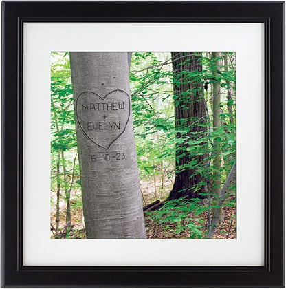 Let's Make Memories Personalized Printed Wall Art For Couples - Engagement, Wedding, Newlyweds, Anniversary - Home Decor - Carved Heart - Framed Print - 16x16
