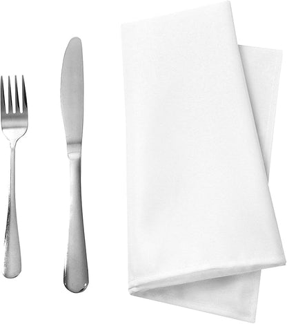 50pcs Polyester Cloth Napkins - 17 x 17 inch White Dinner Washable Napkins with Hemmed Edges for Restaurant/Wedding/Hotel(50,White)
