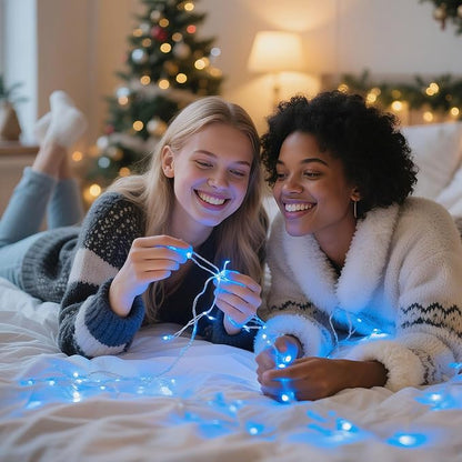 4 Pack 240LED Christmas Fairy Lights Battery Operated - 20FT Twinkle Lights with 2 Lighting Modes Indoor Outdoor, Waterproof Led Fairy String Lights for Bedroom, Classroom, Dorm, DIY Decor, Blue