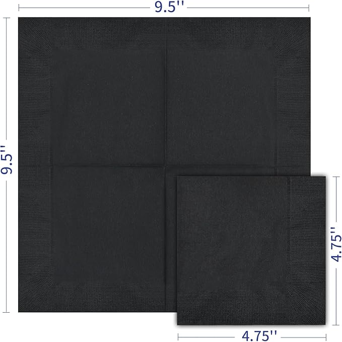 Cocktail Napkins - 600 Count 2-Ply Black Beverage Napkins, 4.75 x 4.75 Inch Folded Napkins Disposable, Paper Napkins for Bar Party Dinner Wedding and Everyday Use