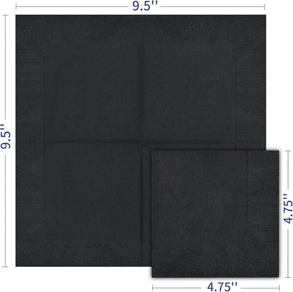 Cocktail Napkins - 600 Count 2-Ply Black Beverage Napkins, 4.75 x 4.75 Inch Folded Napkins Disposable, Paper Napkins for Bar Party Dinner Wedding and Everyday Use