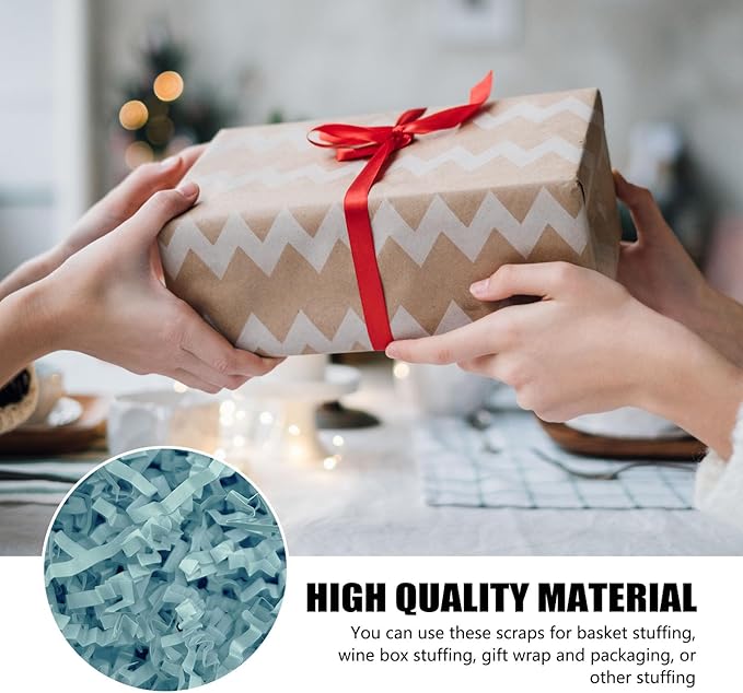 ZEBMOON 1 LB Blue Crinkle Cut Paper Shred Filler Great for Gift Wrapping, Basket Filling, Birthday, Wedding, Halloween, Thanksgiving, Christmas Day, New Year Party Decorations Filling Supplies A