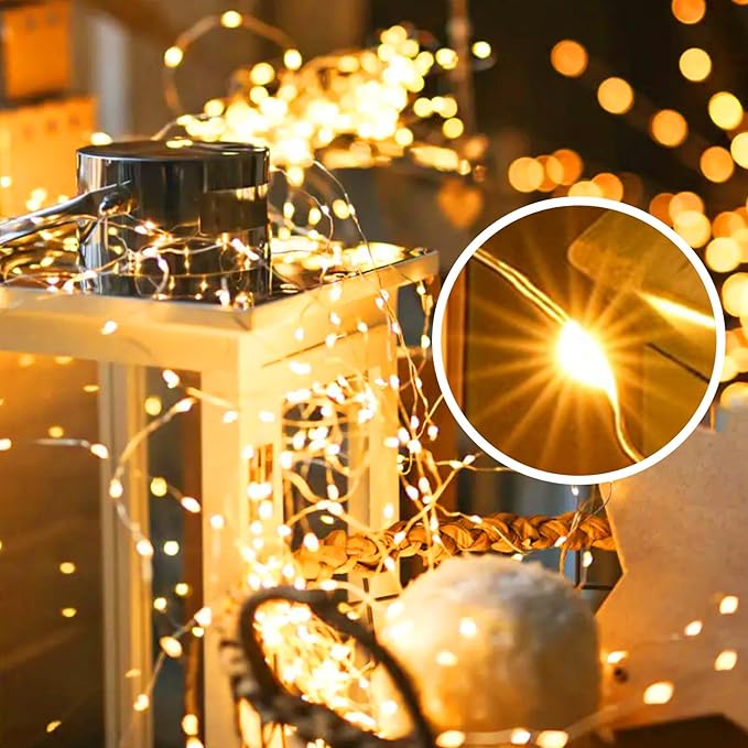 LED Fairy Lights Battery Operated 2Pack, Warm White String Lights 16FT 50LED Silver Wire String Light Indoor Outdoor Waterproof Cuttable Starry Fairy Light for Bedroom Easter Halloween Christmas Decor