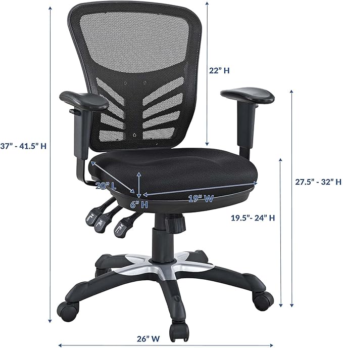 Modway EEI-757-BLK Articulate Ergonomic Mesh Office Chair in Black