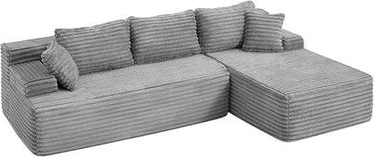 Hobestluk Modular Sectional Sofa Couches L-Shape Couch 3 Seat Modular Sofa Memory Foam Sectional Couches for Living Room, Cloud Couch with Oversized Chaise (Right Facing)