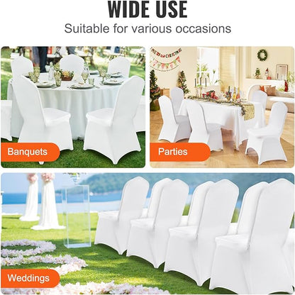 VEVOR 50 Pcs White Chair Covers Polyester Spandex Chair Cover Stretch Slipcovers for Wedding Party Dining Banquet Chair Decoration Covers