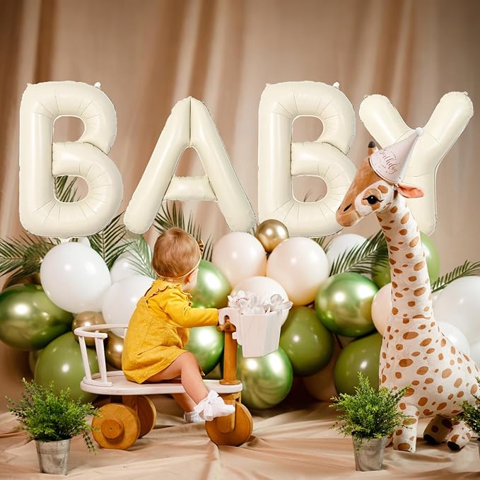 40 Inch Letter Balloons X, Big Custom A-Z Alphabet Foil Name Balloon Cream White, Self Inflating Beige Customize Helium Balloon Letters X for Women Girls Birthday Bride Baby Shower Party Decorations