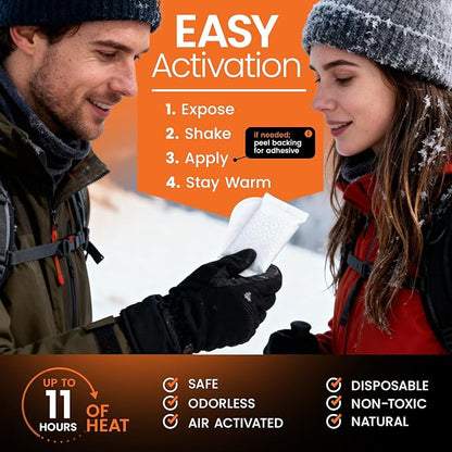 Hand and Toe Warmers Variety Pack – 100 Piece Set with 30 Pairs Hand Warmers and 20 Pairs Adhesive Toe Warmers – Long Lasting Heat Packs for Cold Weather, Work, Skiing, Travel and Stadium Events