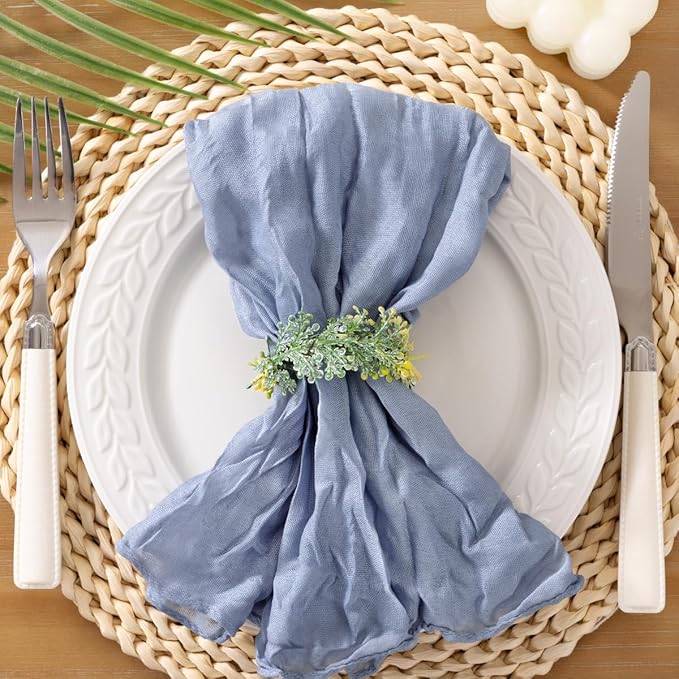 Socomi Dusty Blue Cheesecloth Napkins Fall Thanksgiving Cheese Cloths Gauze Set of 10 Boho Washable Dinner Table Napkins for Wedding Party Baby Shower Birthday Party Decor