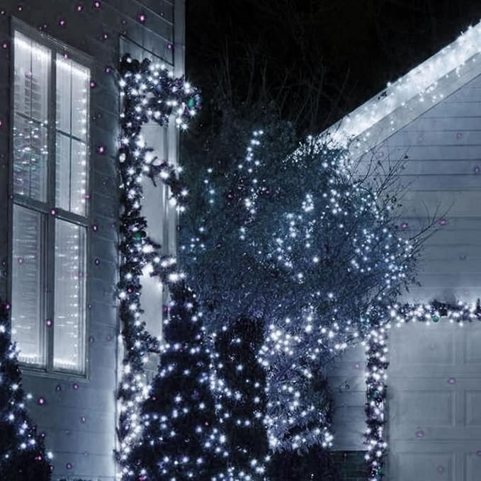 TW SHINE Christmas Lights, 200 LED 66FT Outdoor Christmas Lights Plug in with 8 Modes, Waterproof Light Outdoor, Indoor Xmas Decorations for Party Yard House Decor, White