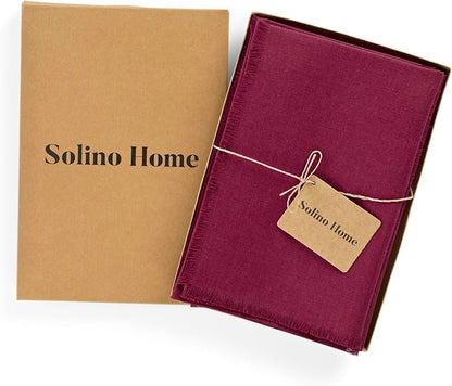 Solino Home Beet Linen Napkins Set of 4-100% Pure Linen Fringe Dinner Napkins 20 x 20 Inch for Fall, Autumn, Christmas, Holiday, Winter, New Year
