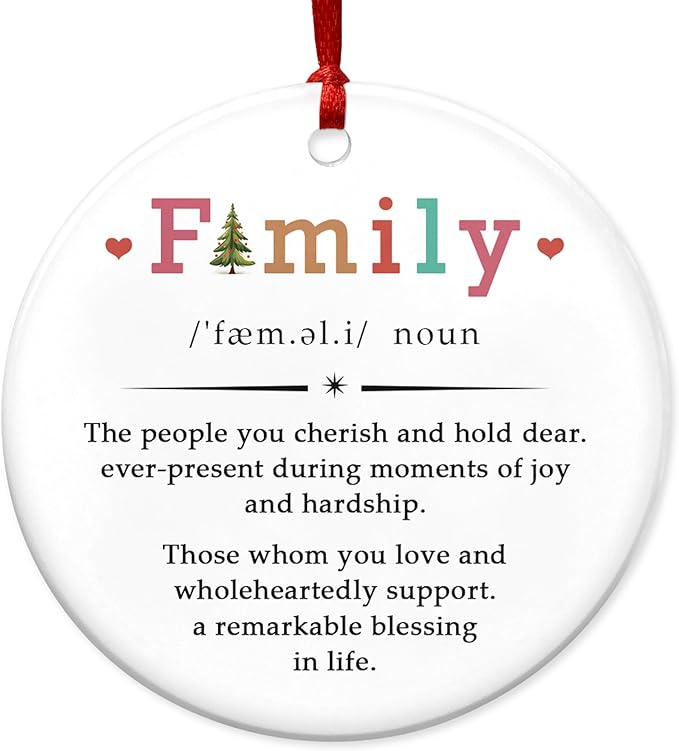 Gifts for Family, Christmas Ornaments 2025 - Family Decor Gifts for Mom, Dad, Daughter, Son, Husband and Wife, Grandma, Grandpa Gift Ideas - Christmas Tree Decoration Ceramic Ornament