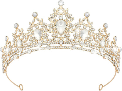 Crystal Tiaras & Crowns for Women, Bride Royal Queen Headband Princess Headpieces for Birthday Cake Crown & Prom Pageant Party