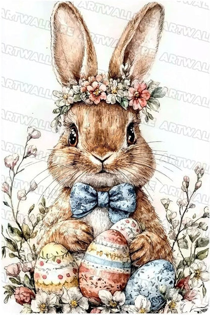 Easter Rabbit Vintage Tin Sign Bunny Decor Metal Sign For Home Bedroom Living Room Wall Plaque 8x12Inch