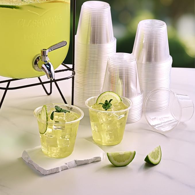 Turbo Bee 2400 Pack 9 OZ Clear Plastic Cups Bulk, 9 Ounce Disposable Water Cold Drinking Cups Tumblers For Party, Thanksgiving, Halloween, Christmas, and Events