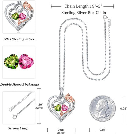 Iefil Christmas Gifts for Wife Women - 925 Sterling Silver Double Birthstone Necklace, Anniversary Birthday Gifts for Women, Jewelry Gift for Wife Girlfriend Mom Her