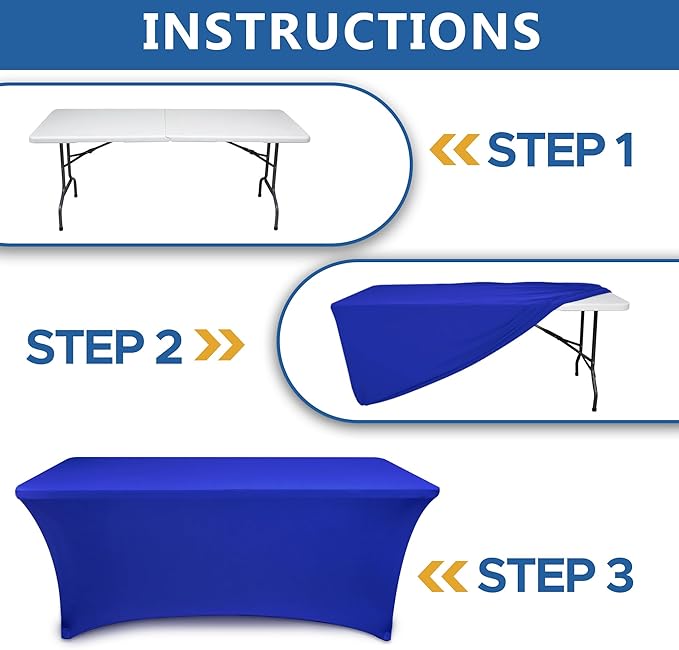 Fitted Spandex Table Cloth for 4 ft Rectangle-8 Pack Royal Blue Spandex Table Covers-Elastic Folding Tablecloths for Party, Vendor Booth Display, Banquet Buffet Event, Craft Trade Show